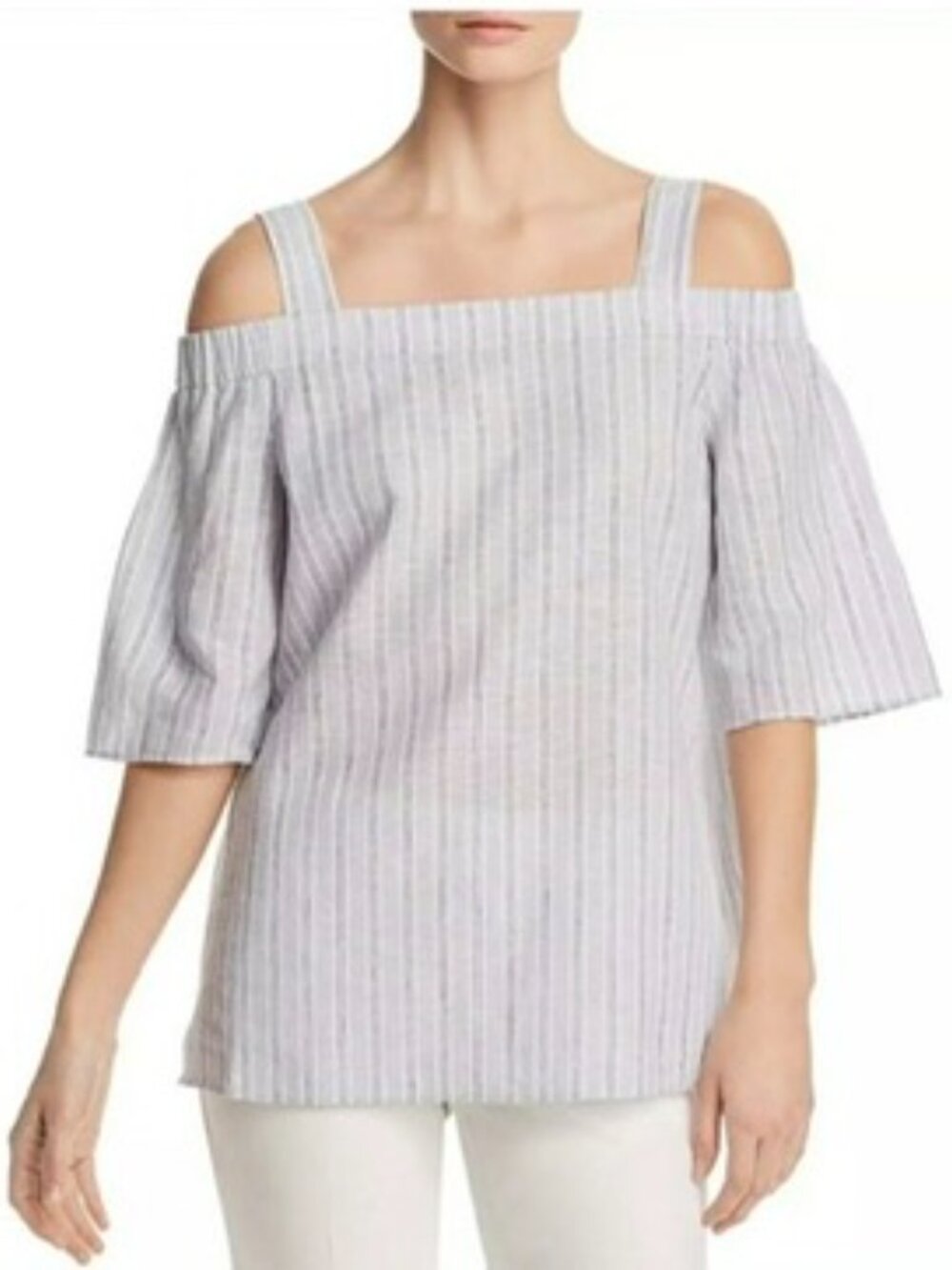 Lafayette 148 New York | Linen Cotton Cold Shoulder Top | Size Large